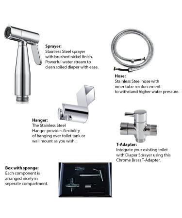 AzureLuxe Cloth Diaper Sprayer Set - Premium Stainless Steel Kit with T-Adapter and Hose for Toilet Attachment - Buy Online on GoSupps.com