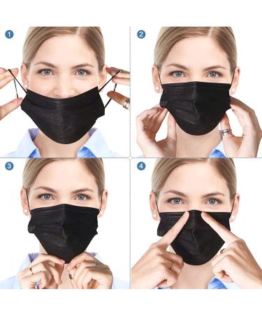 100 Pack Disposable Black Face Masks - Comfortable Ear Loops & Breathable Design - Buy Online on GoSupps.com
