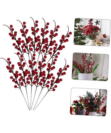 HOMSFOU 48 Pcs Artificial Red Berry Stem Xmas Winter Twig Red Berry Branch Red Berry Decor Red Berry Stems Artificial Branches Flower Arrangement Decorations Small Fruit Christmas Pvc - Buy Online on GoSupps.com