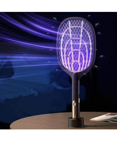 Electric Fly Swatter Racket Powerful Swatter 2 in 1 Electric Fly Killer Rechargeable Killer Lamp Portable Fly Killer Lamp for Indoor and Outdoor (Black) - Buy Online on GoSupps.com