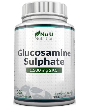 Glucosamine Sulphate 2KCl 1500mg - 365 Tablets - 1 Year Supply - High Strength Glucosamine Tablets - Joint Supplements for Men & Women - Made in The UK by Nu U Nutrition