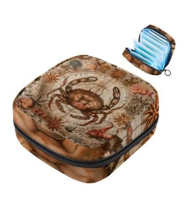 Storage bags for women's bandages menstrual cup for girls travel large capacity make-up women bandage organizer vintage-wood-turtle mussel color 8 4.7x6.6x6.6