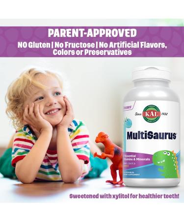 KAL MultiSaurus Vitamins & Minerals - Berry, Grape & Orange Chewables (180 Count) - Buy Online on GoSupps.com
