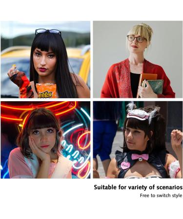 BUYOGET Clip in Fringe Hair Extension Natural Natural Black Straight Fake fringe Clip on Bangs Hair Clip for Women Girls Natural Black #1B - Buy Online on GoSupps.com