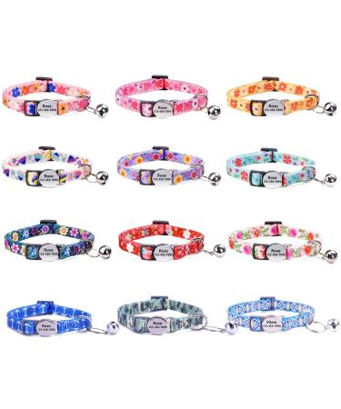 Moonpet Personalized cat necking band with the name and telephone number cat neck band with safety closure and bell-green camouflage camouflage
