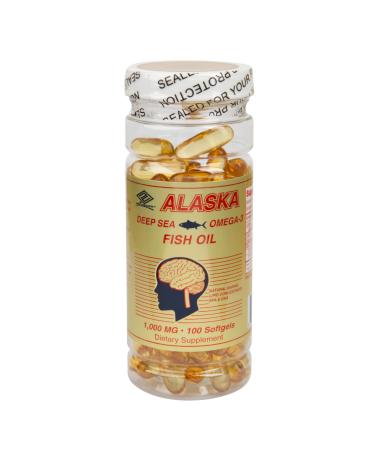 Nu-Health Alaska Omega-3 Fish Oil 1000mg Softgels Wild-Caught Purified & Sustainably Sourced Rich in EPA & DHA Supports Heart Brain Joint & Eye Health 100 Count