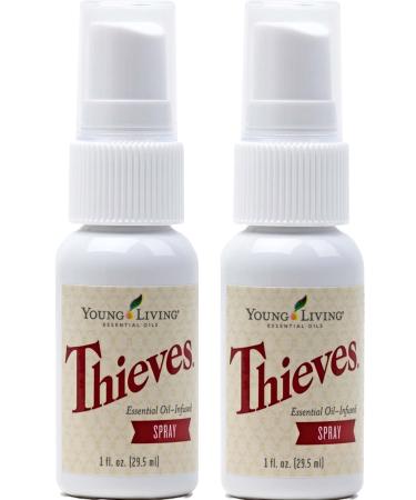 Thieves Spray - Natural Defense on The Go - 2-Pack of 1 fl oz Bottles by Young Living Essential Oils for Cleaning: Fast and Convenient Cleaning for Home and On The Go