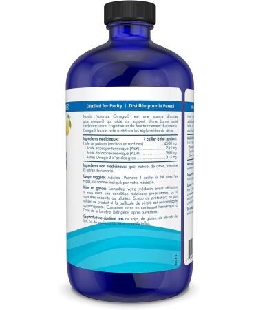 Nordic Naturals Omega-3 Liquid - Aids in Cognition and Heart Health Lemon Flavor 473 mL 473 ml (Pack of 1) - Buy Online on GoSupps.com