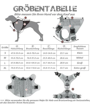 Rabbitgoo No Pull Dog Harness for Medium/Large Dogs - Tactical Military Safety Vest with Handle & Metal Buckle Adjustable Padded Design - Gray (1 Pack) - Buy Online on GoSupps.com