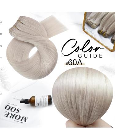 Moresoo 16 Inch White Blonde Human Hair Weft Extensions - Double Weft, 100g/pack #60A - Buy Online on GoSupps.com