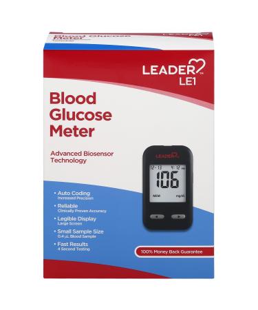 LEADER Blood Glucose Meter for Diabetes Advanced Biosensor Technology No-Coding Fast Accurate results For Adults and Kids 12+ compatible with LEADER Test Strips only 1 unit