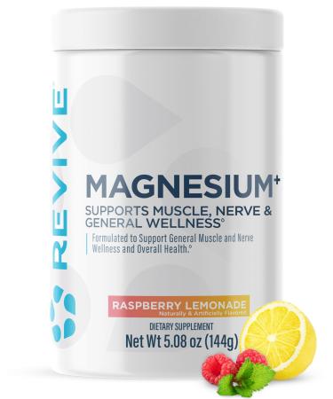 Revive MD Magnesium Powder Supplement - Magnesium Carbonate & Taurate Powder Drink Supports Healthy Bones Muscles & Nerves - Vegan-Friendly Gluten-Free & Soy-Free (Raspberry Lemonade 30 Servings)