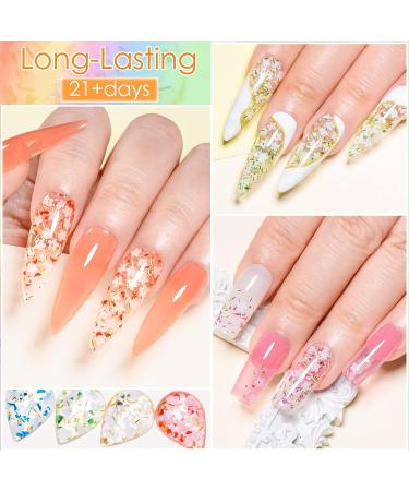 MEET ACROSS Flower Glitter Gel Nail Polish Set - 6 Pcs Diamond Sequins Jelly Gel Nail Polish Set for Nail Art Manicure - Buy Online on GoSupps.com