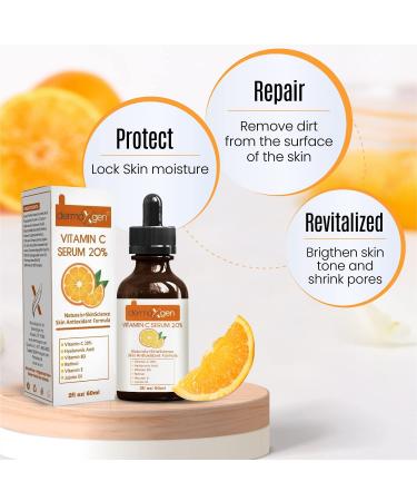 20% Vitamin C Serum with Hyaluronic Acid & Retinol - Organic Anti-Aging Moisturizer for Youthful Skin (2 FL OZ - Buy Online on GoSupps.com