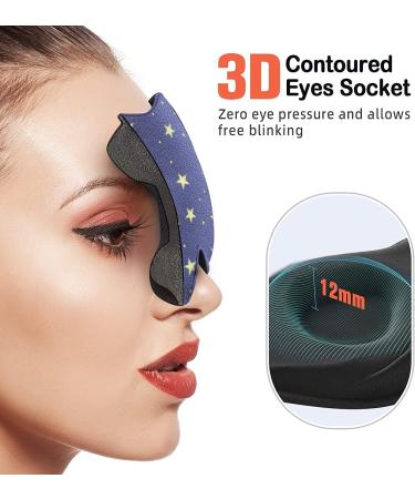 AMAZKER 3D Contoured Sleep Eye Mask - Black and Stars | Adjustable Strap for Travel, Yoga, Nap | Block Out Light for Men and Women - Buy Online on GoSupps.com