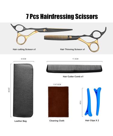 Hairdressing Scissors Jiasoval 6 Inch Hair Cutting Scissor & Thinning Scissors Hairdressing Stainless Steel Barber Scissors with Leather Cover Comb Hair Clip Professional Salons Hair Shears Set - Buy Online on GoSupps.com