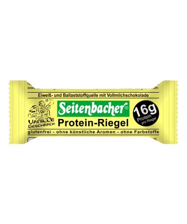 Seitenbacher Protein Bar Vanilla I 16g/60g 27% protein I gluten-free I glycerine-free I pack of 4 (4x60g) Protein Vanilla