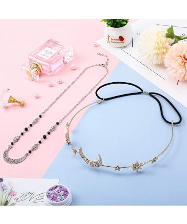 Boho Moon & Star Head Chain Set - Crystal Hair Accessories for Women - Buy Online on GoSupps.com