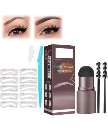  QEEROYO Eyebrow Stamp Eyebrow Stencil Long Lasting Waterproof Eyebrow Powder Set Dark Brown - Buy Online on GoSupps.com