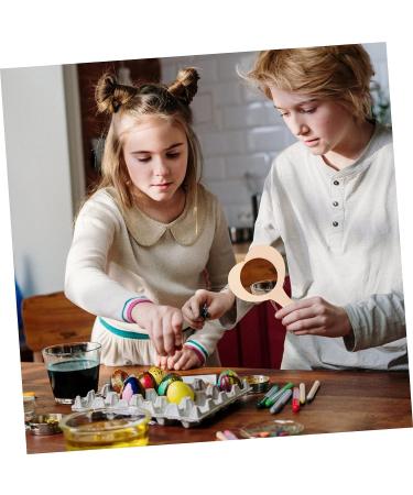 EXCEART Small Wooden Mirror Ornament Crafts - Kids Educational DIY Toy 10pcs Light Brown - Buy Online on GoSupps.com