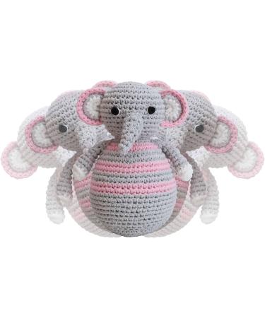 SESIBABA Jumbo Pink Elephant Toy - Handmade & Crocheted Motor Toy for Babies 0 Months - Wobble & Bell Effect - Soft Plush Gift - Buy Online on GoSupps.com