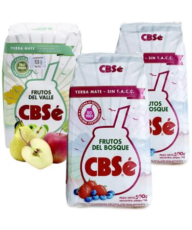 CBS Yerba Mat Fruits de la For t 2x0.5 kg + CBS Yerba Mat avec Fruits De La Vall e 0.5 kg |Th mat d'Argentine | Boisson revigorante et nergisante