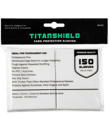 TitanShield (150 Sleeves/White Standard Size Board Game Trading Card Sleeves Deck Protector for MTG, Baseball Collection, Dropmix