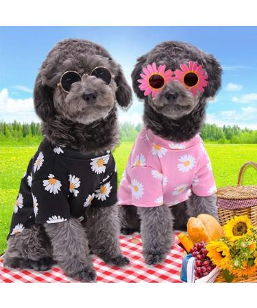 WEYATO Dog Shirt Flowers Summer Cool Beach Cotton Vest for Dogs Cats - Adorable Pink Small Pet Apparel - Buy Online on GoSupps.com