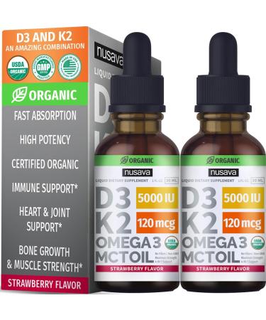 NUSAVA Unflavored D3 K2, Strawberry Flavored D3 K2, & Vitamin B12 Liquid Drops Bundle - Potent Liquid Vitamins for Heart, Joint, Energy, & Immune Support - Non-GMO, Gluten-Free, 2pk Each - Buy Online on GoSupps.com