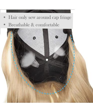 Sandy Blonde Mix Bleach Blonde Baseball Cap with Hair Extensions | Long Wavy Adjustable Hairpiece for Women - Buy Online on GoSupps.com