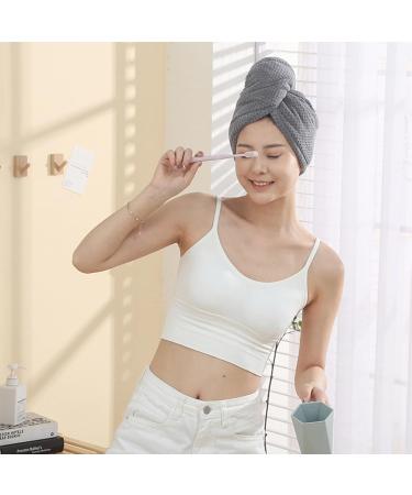 Soft Absorbent Hair Towel Wrap 3Pcs | Quick Dry Hair Turban with Cute Bear Button - 9.5x25 Inch - Buy Online on GoSupps.com