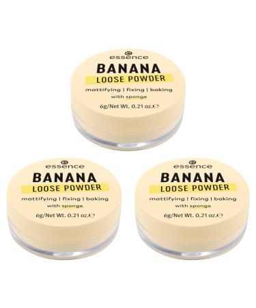 Essence banana loose powder yellow matt fixing color -correlating translucent matt vegan oil -free without perfume without alcohol 3 -pack (3x6g) 6 g (3 Pack)
