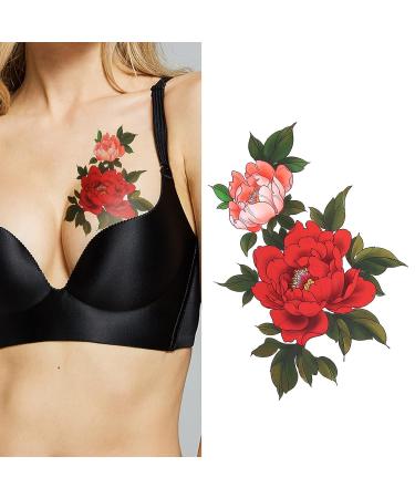 10 Sheets 3D Rose Peony Flower Temporary Tattoos for Women - Waterproof Fake Tattoo Stickers for Arm, Shoulder, Leg & Body - Buy Online on GoSupps.com