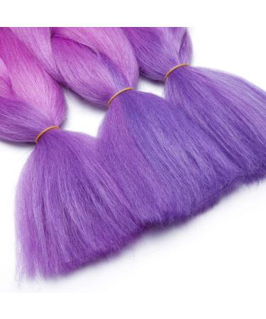 Tess Braids Extensions | 60 cm Jumbo Kanekalon Hair - Black Pink Purple & Blue 3 Pack for Box Braids - Buy Online on GoSupps.com