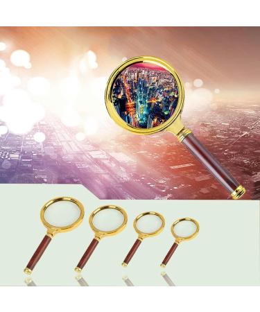 Portable Handheld Magnifier 5pcs 10X Imitation Wooden Handle Reading Aid Mirror for The Elderly 60/70/80/90/100mm Full of Stars - Buy Online on GoSupps.com