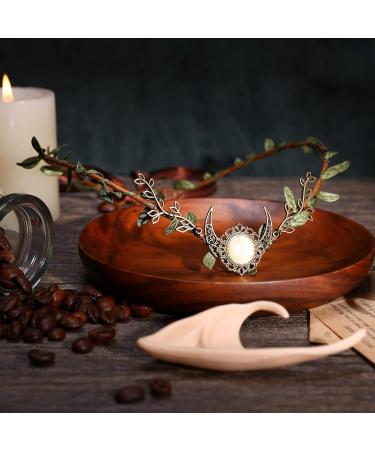 MOSTORY Elf Ears with Woodland Moon Forest Headpiece Cosplay Costumes Fairy Leaf Crown Headband and 2 Pairs Soft Elven Ears with Crystal for Women Womens Halloween Party Birthday Bridal - Buy Online on GoSupps.com