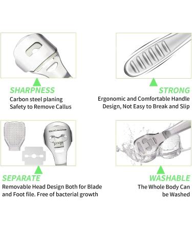 Premium Hornhaut Hobel Foot Care Set - Stainless Steel Footfish Flat File Lifter Nail Clipper & 10 Blades International Shipping - Buy Online on GoSupps.com