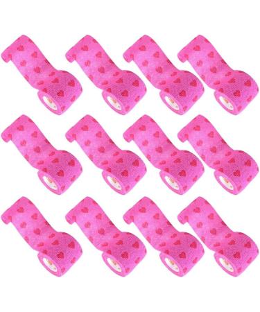 12 Rolls Self-Adherent Sports Tape - Red Heart Bandage Wrap for Optimal Grip & Breathability | International Shipping Available - Buy Online on GoSupps.com