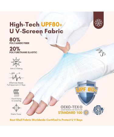 Saviland UV Gloves for Nails - UPF80+ High-tech Fingerless Gloves for Manicures | Anti UVA & UVB Protection | Gel Nail Lamp Skin Care | Prevents UV Harm - White - Buy Online on GoSupps.com