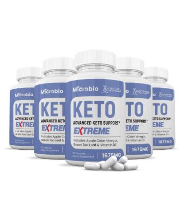 (5 Pack) Microbio Keto ACV Extreme Pills 1675MG Keto Support Blend Capsule Alternative Keto ACV Gummies Formulated Apple Cider Vinegar Extra Virgin Olive Oil Powder Green Tea Leaf 300 Capsules