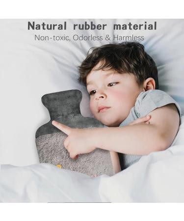 Large 2L Hot Water Bottle with Cover - Relieve Period Pain, Neck and Shoulder, Back, and Feet - Premium Natural Rubber - Grey - Buy Online on GoSupps.com