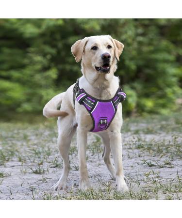 Adjustable No-Pull Heele Dog Harness - Reflective Breathable Padded Handle - Large Dogs (43-86cm) - Purple - Buy Online on GoSupps.com
