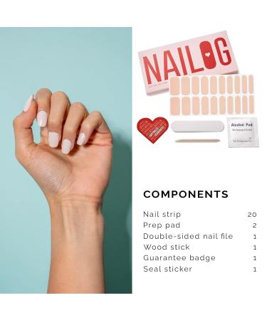 Nailog Halfway Hardened Gel Nail Wraps - 20pcs Long-Lasting Nail Polish Strips | Salon Quality Gel Nail Stickers | Shiny Beige Nail Art Kit - Buy Online on GoSupps.com