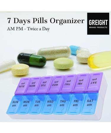 XL Pill Organizer - 7 Day AM PM Weekly Pill Box - Extra Large 9x4.75 for Medicines Vitamins & Supplements - Buy Online on GoSupps.com