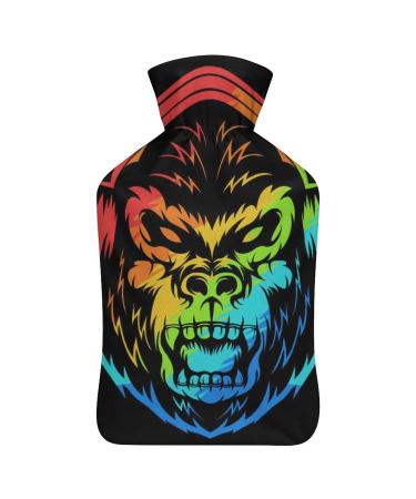 Color Orangutan Hot Water Bottle With Cover Plush Bed Bottle Hand Warmer For Adults And Children 26.5X15.3cm