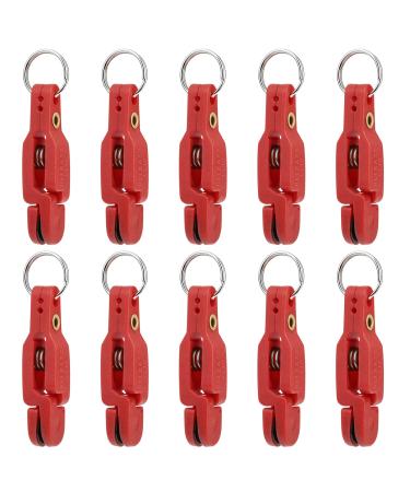 TSV 10 PCS Heavy Tension Snap Release Clips, Heavy Tension Snap Padded Release Clips with Key Ring, Downriggers Outrigger Release Clips Line Clip for Planer Board Offshore Trolling Fishing Kite, Red