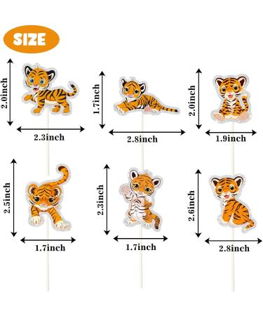 Tiger Cupcake Topper Wild Tiger Animal Dessert Cake Topper - Wildlife Zoo Theme Party Decorations - 18PCS - Buy Online on GoSupps.com
