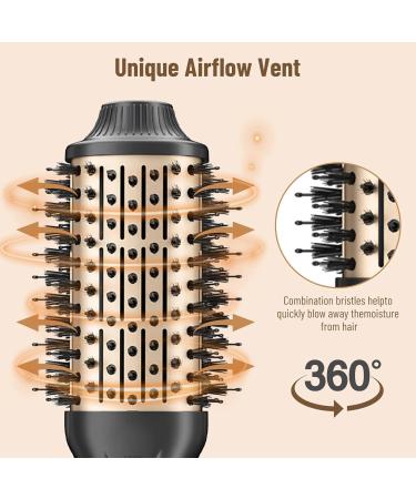 Bizcasa 1200W 4-in-1 Hot Air Brush - Professional Round Brush for Effortless Hairstyles | 3 Temperatures & 2 Wind Strengths | Ions Hair Dryer Black - Buy Online on GoSupps.com