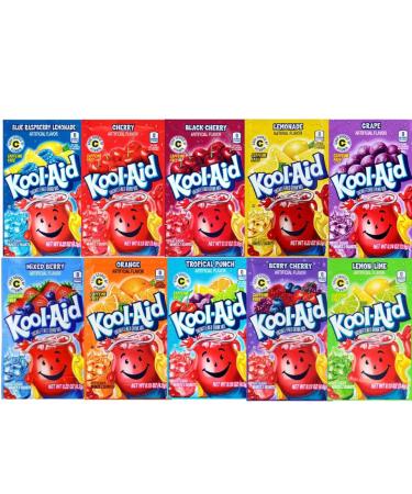 KoolAidDrink Mix 10 Flavours Value Pack 3.6g Makes 2 Quarts Each Zero Calories