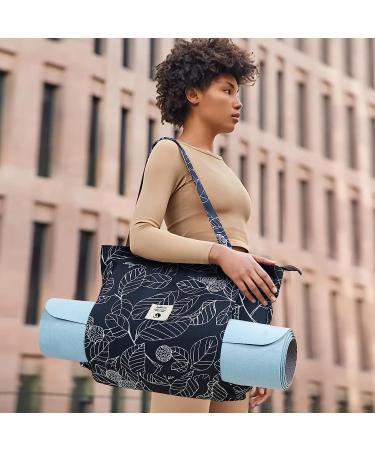 WLLWOO Yoga Bag for Women | Canvas Tote Mat Carrier for Pilates | Travel Beach Workout Leaf Design - Buy Online on GoSupps.com
